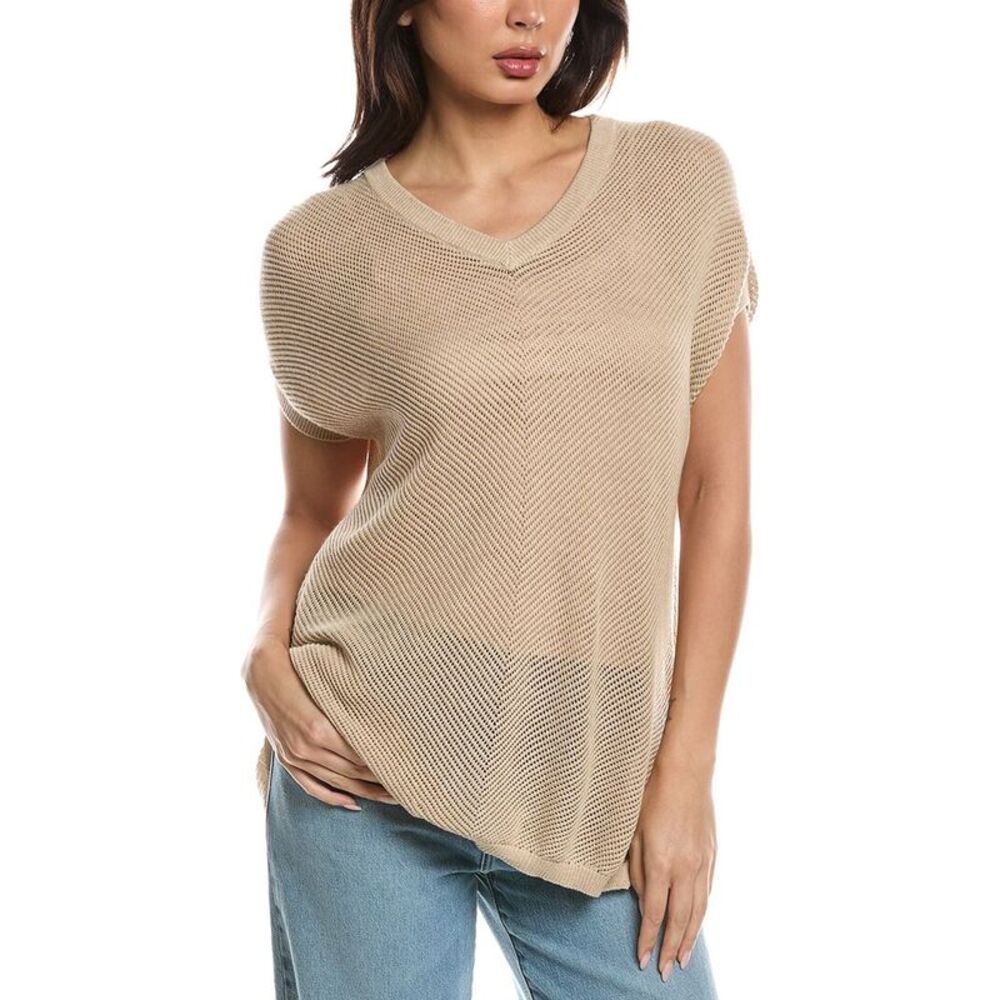 Wispr Womens  Chevron Pointelle Bronte Silk-Blend Top, White